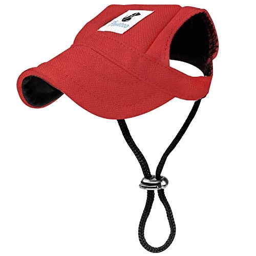 Pawaboo Berretto da Baseball per Cani, Berretto da Baseball Cappello di Protezione Solare Regolabile Berretto per Cani con Fori per Le Orecchie dei Cuccioli, per Sport - Rosso