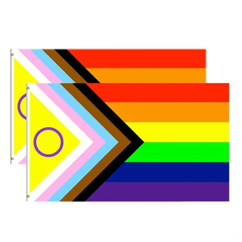 2PCS InterSex Inclusive Progress Pride Flag 3FTX5FT 2021 Riprogettazione per rappresentare meglio le persone intersessuali LGBT Rainbow Flags