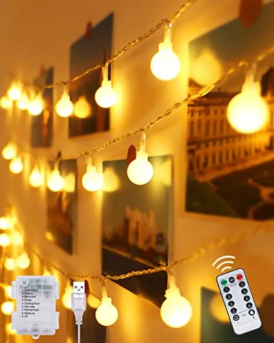 Kolpop Luci LED a Batteria o USB, 8M 80LED Catena Luminosa Interno con Telecomando 8 Modalità Impermeabile Lucine LED Decorative Esterno/Interno per Camera da Letto, Natale, Balcone, Giardino, Feste