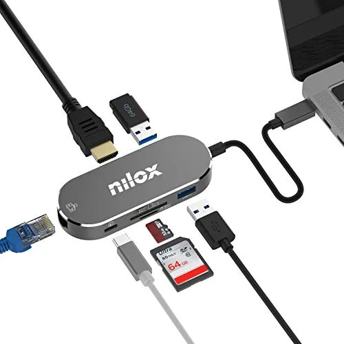 Adattatore universale USB-C multifunzione HDMI/lettore SD/micro SD USB/LAN ricarica PD