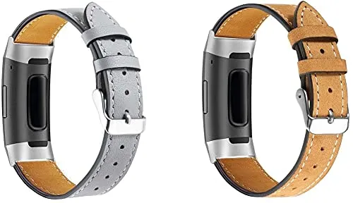 Cinturino in Pelle per Orologio, compatibile con Fitbit Charge 4 / Charge 4 SE/Charge 3 SE/Charge 3 Cinturino Di Ricambio Con Fibbia Classica (Pattern 3+Pattern 5)