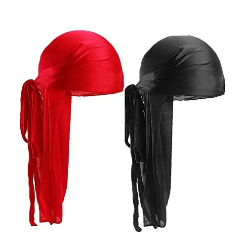 Berretto Beanie Bandana Ciclismo Cappello Turbante Fascia da Pirata Coda Regolabile Turbante Cappello Berretto Morbida Pirata Elastico Bandana Turbante Coda Copricapo Durag per Uomo Donna 2 Pezzi