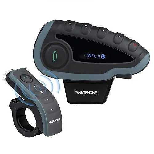 V8 interfono bluetooth per Moto Casco, Interfono auricolare per moto Bluetooth con sistema di comunicazione FM Interfono per casco moto fino a 1200 metri/Interfono moto full duplex per 5 ciclisti