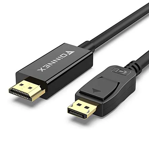 FOINNEX Cavo DisplayPort HDMI 1,8m, Adattatore DP 1.2 a HDMI 1.4 Cavetto, Convertitore Maschio Display Port to HDMI Cable, 1080P@60Hz Adapter per Laptop, PC, Desktop a TV, Monitor, Proiettore