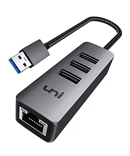 uni Adattatore USB Ethernet, Hub USB 3.0 Ethernet con Porta LAN LAN RJ45 da 1 Gbps, per MacBook, iMac, XPS, Surface, Notebook -Spazio Grigio