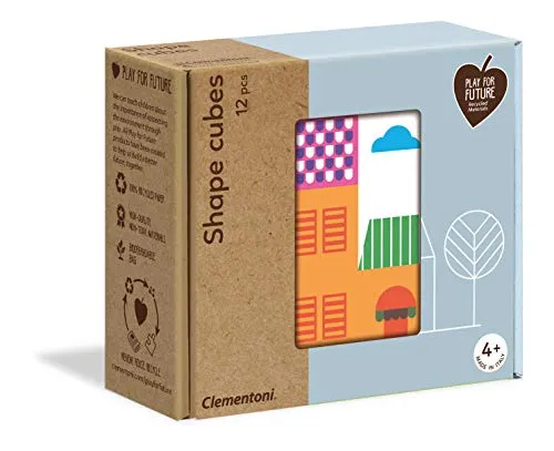 Clementoni - 16227 - Shapes Cubes - Case e casette, cubi impilabili per bambini 12 pezzi, puzzle bambini 4 anni - materiale 100% riciclato - Play For Future - Made in Italy