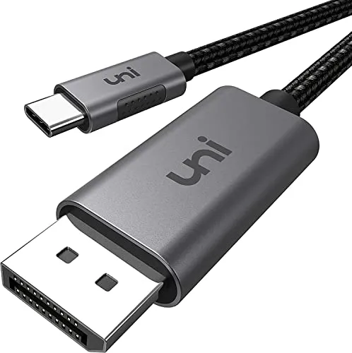 uni Cavo da USB C a DisplayPort (4K@60Hz, 2K@165Hz), Robusto Cavo USB Tipo C Display Port Thunderbolt 4 3 a DisplayPort per iPhone 15 Pro Max MacBook Pro/Air iMac iPad Pro Surface XPS ecc.-1,8m