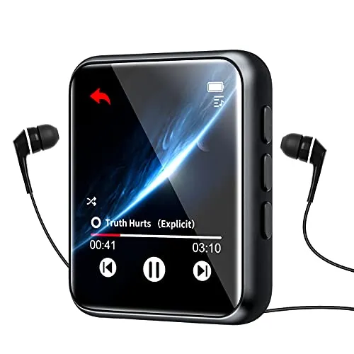 Lettore MP3 con Bluetooth 5.0, 16 GB Lettori MP3 de 1.8 Pollici Full Touch Schermo, Lossless HiFi Sound Lettore di musica con Altoparlante, FM Radio, Registratore vocale, Ebook, Espandibile fino 128GB