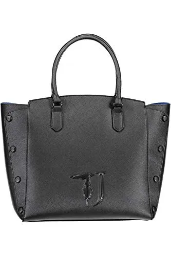 Trussardi Jeans Melissa Shopping Bag Ecoleathe, Borsa a Mano Donna, Nero (Black On Tone), 32x32x15.5 cm (W x H x L)