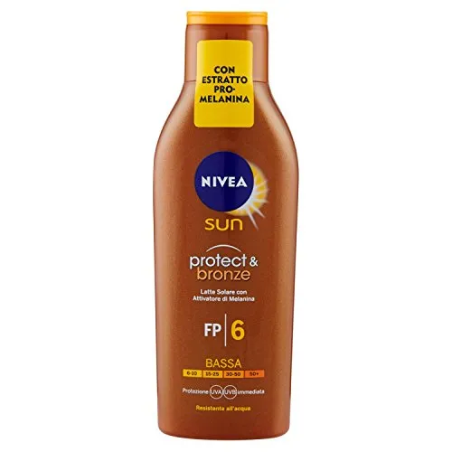 Nivea Latte Solare Abbronzante Protect & Bronze Fp6, Protezione Bassa - 200 ml