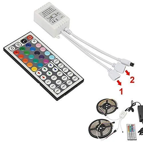 Uhomely LED Strip IR Controller, bianco, 44 key 2-in-1 DC 12-24V LED Controller