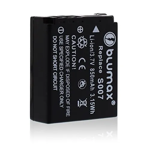 Blumax CGA-S007E CGA-S007 S007E S007 850 mAh 3,7 V di ricambio alimentazione a batteria per Panasonic Lumix DMC-TZ1 DMC-TZ11 DMC-TZ15 DMC-TZ2 DMC-TZ3 DMC-TZ4 DMC-TZ5 DMC-TZ50