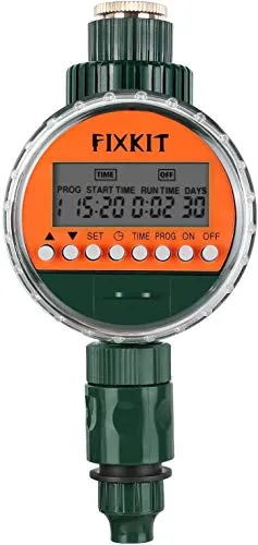 FIXKIT Programmatore di Irrigazione, Timer da Irrigazione, Giardino Timer Irrigazione Automatico con LCD Display, per Giardino, Terrazzo, Prato e Fiori