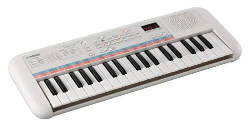 Yamaha Digital Keyboard Remie PSS-E30, Tastiera Digitale per Bambini Portatile e Leggera, Con 37 Mini Tasti e Funzioni di Apprendimento, Compatibile con le Cuffie Yamaha HPH, Bianco