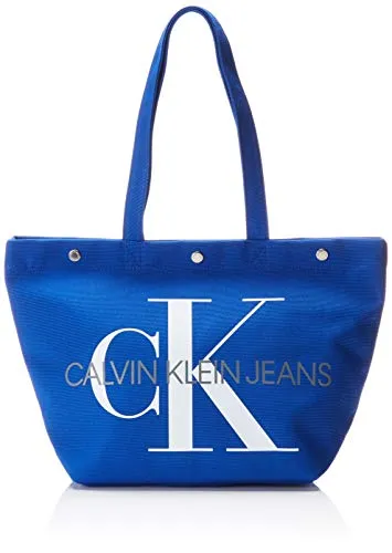 Calvin Klein Jeans Canvas Utility Ew Bottom Tote M - Borse Donna, Blu (NAUTICAL BLUE), 15x31x46 cm (B x H T)