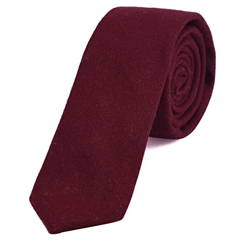 DonDon cravatta stretta da uomo 6 cm cotone - rosso bordeaux