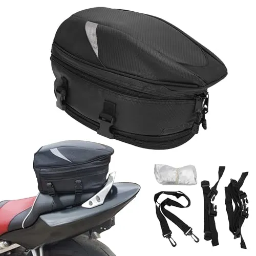 Borsa da sella Moto Posteriore Impermeabile Multifunzionale in pelle PU, per casco, da viaggio, Zaino da equitazione, 18,5 litri