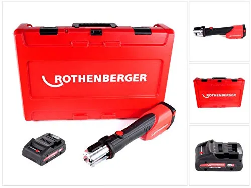 Rothenberger ROMAX 4000 - Pressatrice a batteria 18 V agli ioni di litio elettroidraulica in valigetta con batteria da 4 Ah, senza caricatore