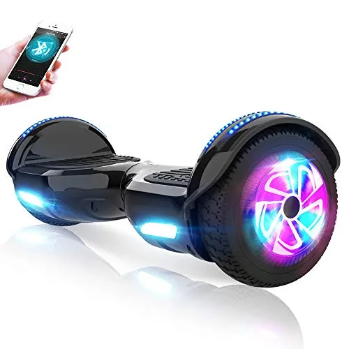 M MEGAWHEELS Hoverboard Autobilanciato Scooter Elettrico, 6,5 Pollici Overboard con Bluetooth e Lampeggiante LED,per Adulti e Bambini,Giocattolo e Regalo (Nero1)