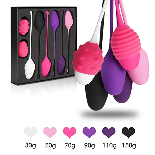 YUECHAO Kegel Weights – Set di 6 Premium silicone palline vaginali Kegel – per training – vaginale rafforzare i muscoli del pavimento pelvico – impermeabile – 30 g a 150 g