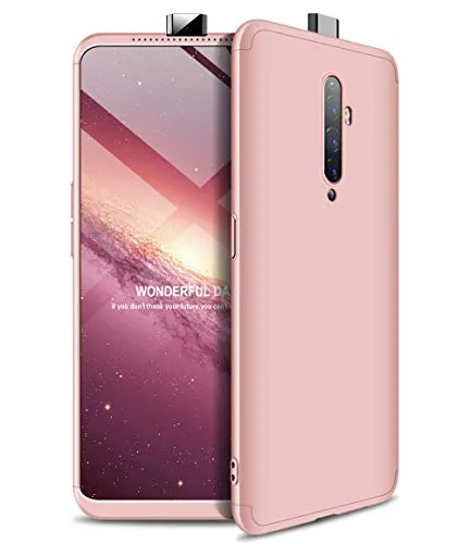 ZSCHAO Cover per Oppo Reno2 Z Oppo Reno 2Z 360 Gradi Slim Sottile Antiurto +Vetro temperato Custodia Cover Compatibile con Oppo Reno2 Z Reno 2Z Rigida Full Libro Opaco Integrale Case Bumper Oro Rosa