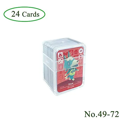 Schede di gioco NFC Tag per Animal Crossing, 24 pezzi (n. 49-n. 72) Schede di gioco Nfc con custodia in cristallo compatibile con Nintendo Switch / Wii U