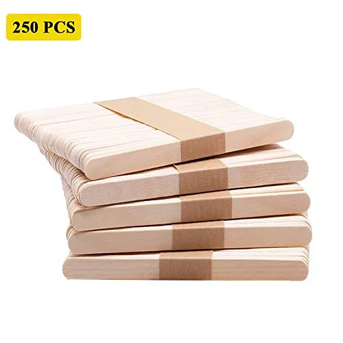 KSFZ 250 Pezzi Bastoncini di Legno Naturale, Bastoni di Legno del Gelato, Popsicle Bastoni di Legno, Attrezzo di Arte del Mestiere di DIY Bricolage, 114 x 10 x 2 Mm Progetti Creativi Bastoni (Wood)