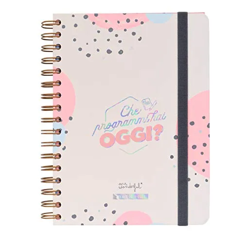 Mr. Wonderful Agenda Classica Grande giornaliera 2019-2020 con Rilegatura a Spirale, Multicolore, 17,5 x 22,1 x 2,8 cm