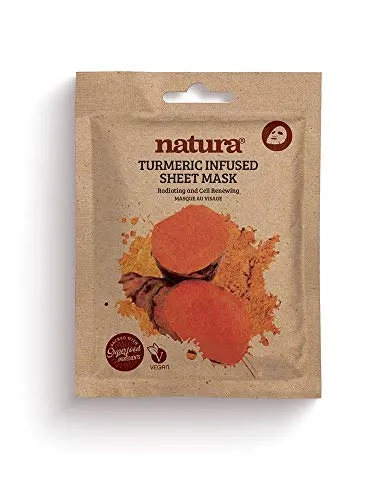 Natura TURMERIC Infused Sheet Mask By BeautyPro, Cell Renewing, Anti-Oxidising & Hydrating Face Mask 30g