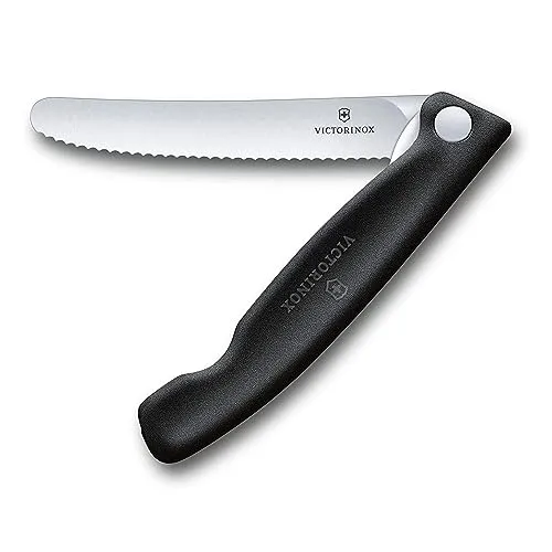 VICTORINOX Swiss Classic, coltello da verdura pieghevole con lama in acciaio inox e manico in plastica, nero