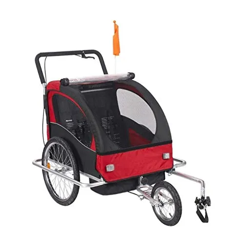 Trailer Kids Biciclette singolo e doppio passeggeri for bambini pieghevole Trainato Bike Trailer con posteriore Scompartimento di immagazzinaggio (Color : Red)