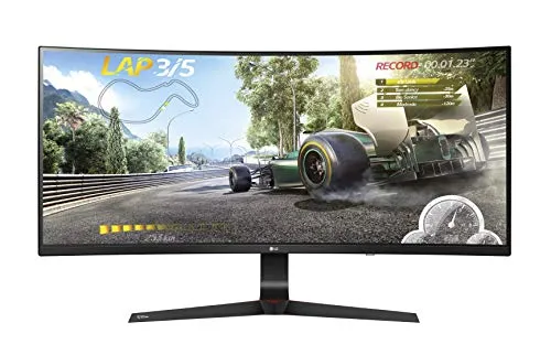 LG 34UC89G Monitor da Gaming 34", Curvo, 21:9 UltraWide LED IPS, 2560x1080, 144Hz, nVIDIA G-Sync, Multitasking, Regolazione Altezza, Nero/Rosso