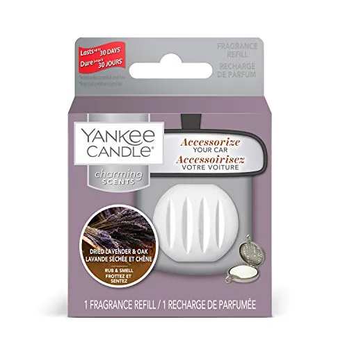 Yankee Candle Charming Scents Ricariche per Profumatori per Auto, Lavanda Essiccata e Quercia, Farmers’ Market Collection