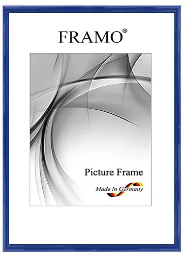 FRAMO Cornice foto 45 x 60 cm in legno massello | Blu scuro reale lucido | Colore/dimensione selezionabile | cornici per manifesti | Puzzle | Poster | N°118