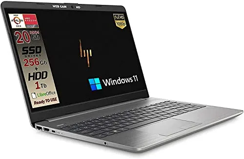 HP 255 G9 Silver Notebook Portatile, SSD M2 256GB + 1TB, Display FullHD 15.6", Amd A9 Gold 3150U fino a 3,3 GHz, 20GB DDR4, Wi-fi, 3 usb, webcam HD, Win11 Pro, Pronto All'uso, Gar. IT