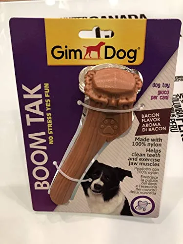 GimDog Boom Tak Horn all'aroma di Bacon Gioco per Cani per favorire la masticazione (M 16 cm)