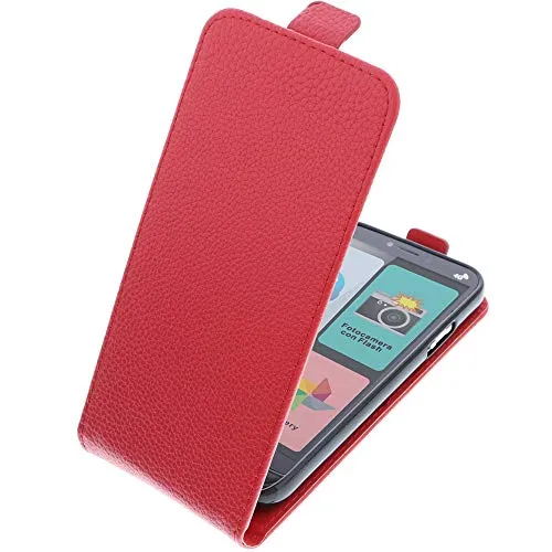 foto-kontor Custodia per Brondi Amico Smartphone 4G Modello Tascabile Stile Flip Rosso (esclusivamente per la Versione 4G)