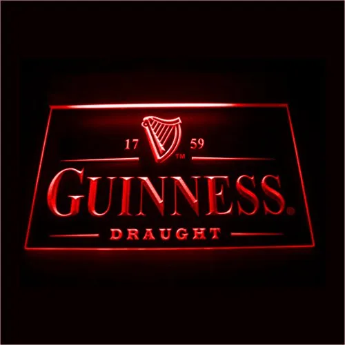 ledhouse Guinness LED Il Acrilico Signo Illuminazione Bar Personaggi della pubblicità di Neon Colour Rosso di Scudo