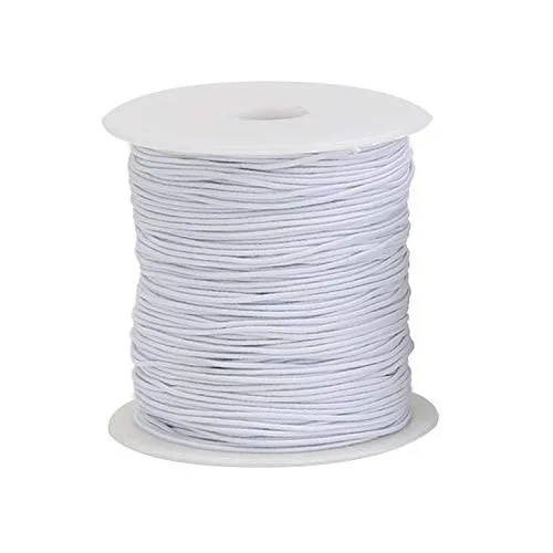 Trimming Shop Filo da cucito elastico Bianco largo 1 mm per arricciature - Rotolo completo di 500 Metri di filo elastico - Rocchetto di filo elastico per abbigliamento e creazione di gioielli