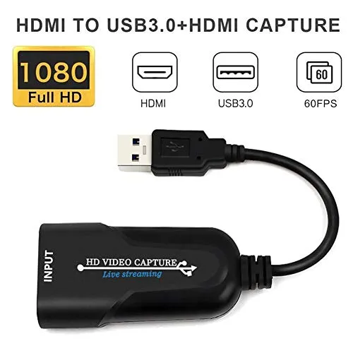 Convertitore Video HDMI-USB USB 3.0 Tipo C HD 1080p Dispositivo di acquisizione Video Uscita HDMI 60fps per Windows e Dispositivo di Gioco Portatile