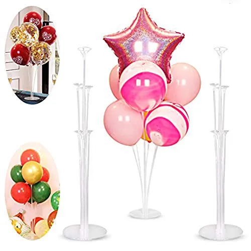 NAOLIU 3 Pezzi Porta Palloncini Trasparente,Kit di Supporto Palloncini per Decorazione Della Tavola,Bastoncini per Palloncini Kit, Per Compleanno, Cerimonia di Laurea,Matrimonio, Decorazioni per Feste