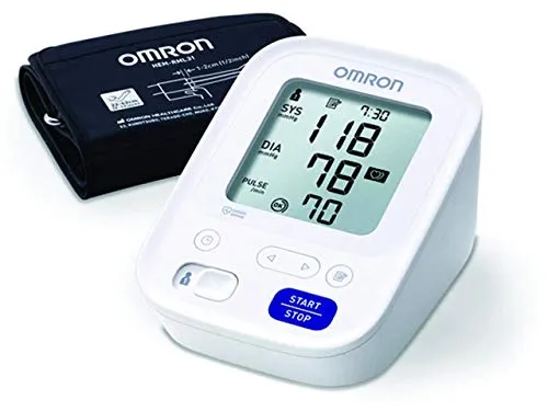 OMRON M3 Hem-754-E Misuratore di Pressione da Braccio, con Bracciale Easy 22-42 Cm, Tecnologia Intellisense, Clinicamente Validato, Pressione e Battito, 4 Batterie AA Custo, Bianco