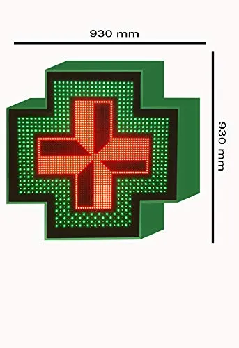 Croce di farmacia verde rosso ramitolo | Green and Red LED pharmacy cross | 930 x 930 mm | Croce di farmacia verde rosso