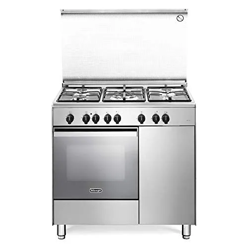 De Longhi DEMX 96 B5 ED - Cucina a gas con forno elettrico multifunzione, 90x60 cm, Inox