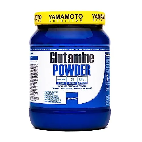 YAMAMOTO Nutrition, Glutamine POWDER 600gr, Integratore a Base di L-Glutammina in Polvere, Proteine per Sportivi, Gusto Neutro