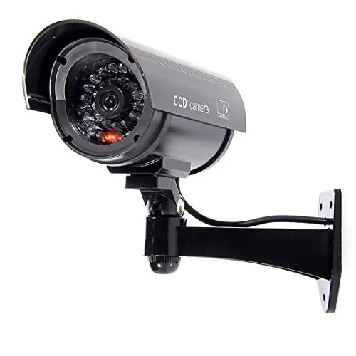 BW 1100B Videocamera di sicurezza per imitazione CCTV fittizia per interni falsi per esterni con lampeggiante Lampeggiante a forma di proiettile nera
