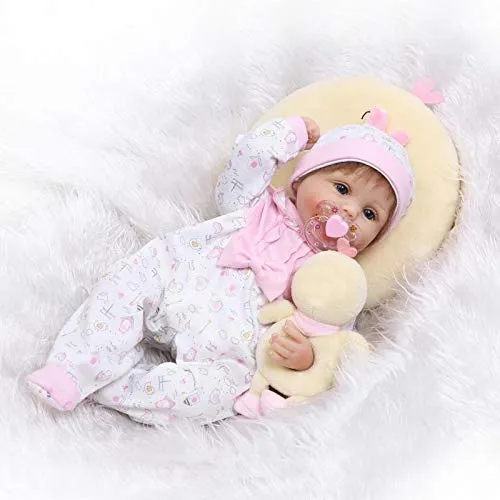 Pinky Reborn Bambole 18 Pollici 45 cm Reborn Baby Doll Realistico Silicone Morbido Vinile Bebe Reborn Boy Dolls Wighair Giocattoli per Bambini (G)