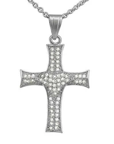 veuer gioielli per donna Noble corifenidi collana ciondolo croce oro bianco placcato in argento con pietre Zirconi Regalo da Natale per le donne, la fidanzata, matrimonio della Donna vf102