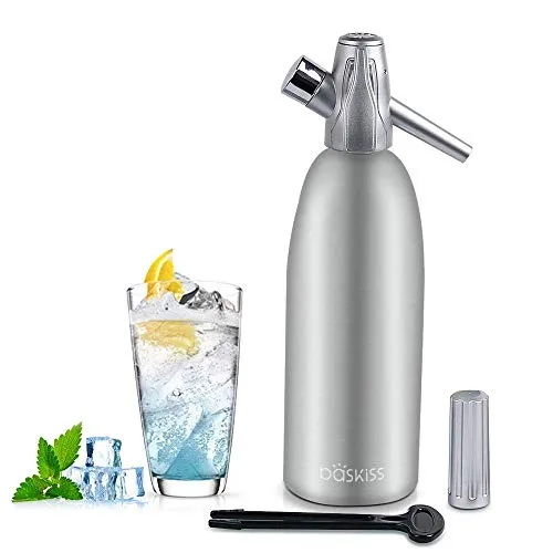 Baskiss Sifone per produrre acqua gasata, per succhi di frutta e cocktail, 1 litro (cariche di CO2 non incluse)