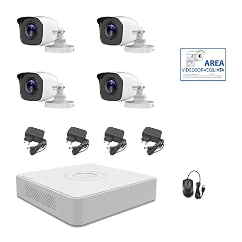 KIT VIDEOSORVEGLIANZA AHD DVR 8 CANALI NIVIAN 4 TELECAMERE 2 MPX